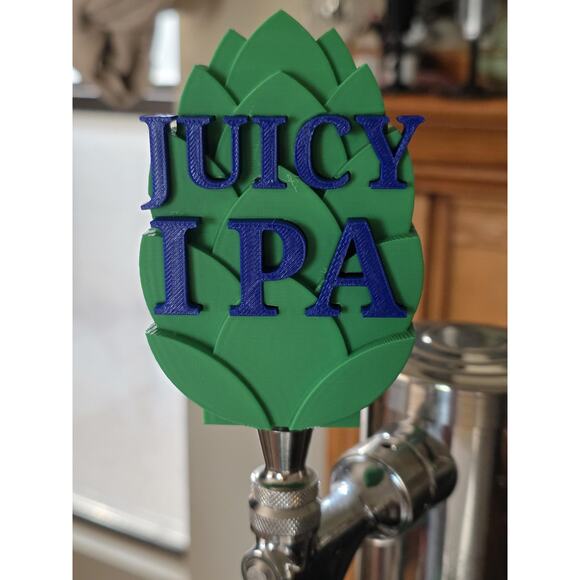 Juicy IPA on Hops Tap Handle, 3D Printed, Home Bar Accessory - Picture 1 of 5